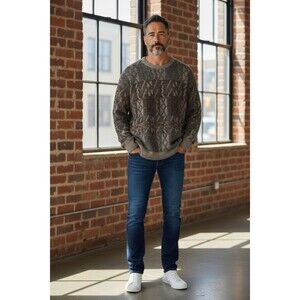 Geoffrey Beene Crewneck Sweater Knit Geometric  Grandpa Mens Large